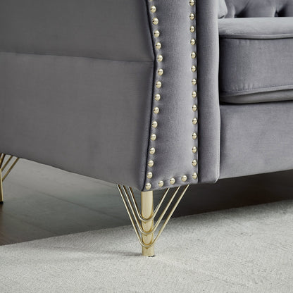 Velvet 3-seater Sofa with Tufted Couch