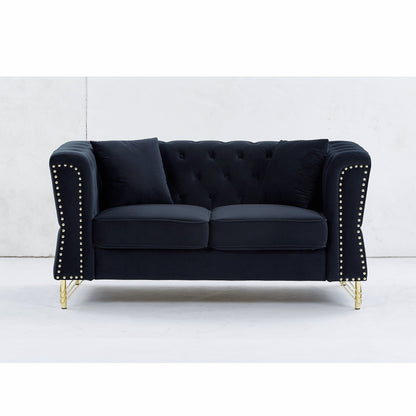 Velvet 3-seater Sofa with Tufted Couch