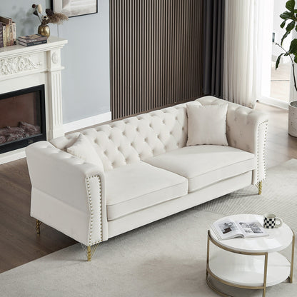 Velvet 3-seater Sofa with Tufted Couch