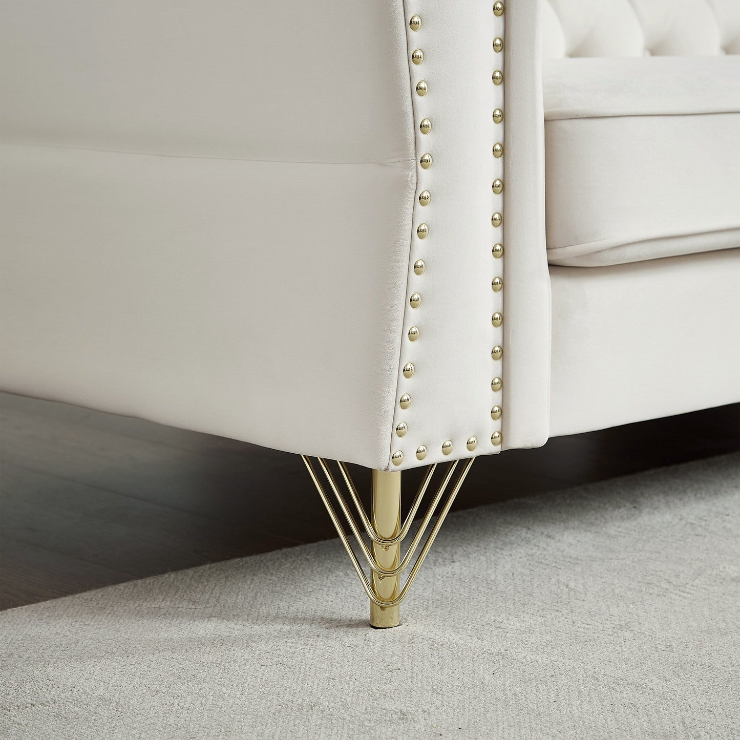 Velvet 3-seater Sofa with Tufted Couch