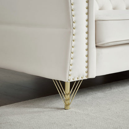 Velvet 3-seater Sofa with Tufted Couch