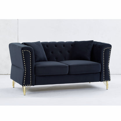 Velvet 3-seater Sofa with Tufted Couch