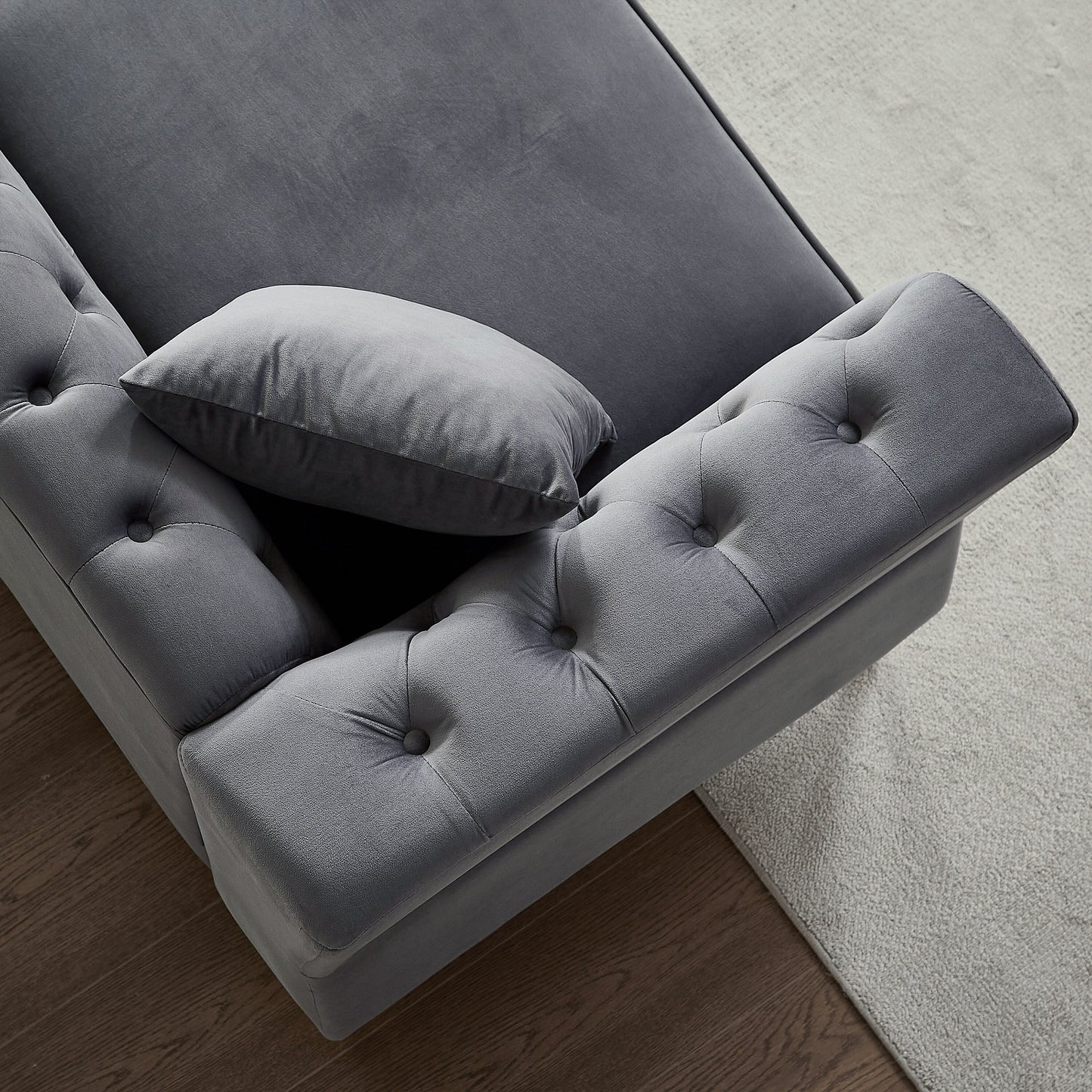 Velvet 3-seater Sofa with Tufted Couch