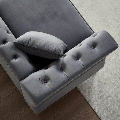 Velvet 3-seater Sofa with Tufted Couch