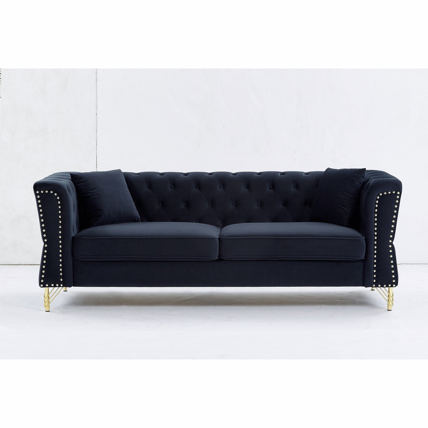 Velvet 3-seater Sofa with Tufted Couch