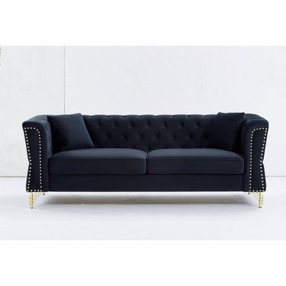 Velvet 3-seater Sofa with Tufted Couch