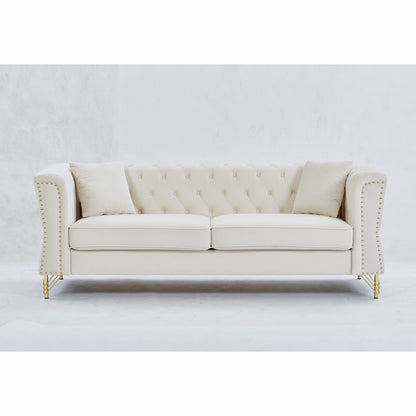 Velvet 3-seater Sofa with Tufted Couch