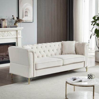Velvet 3-seater Sofa with Tufted Couch