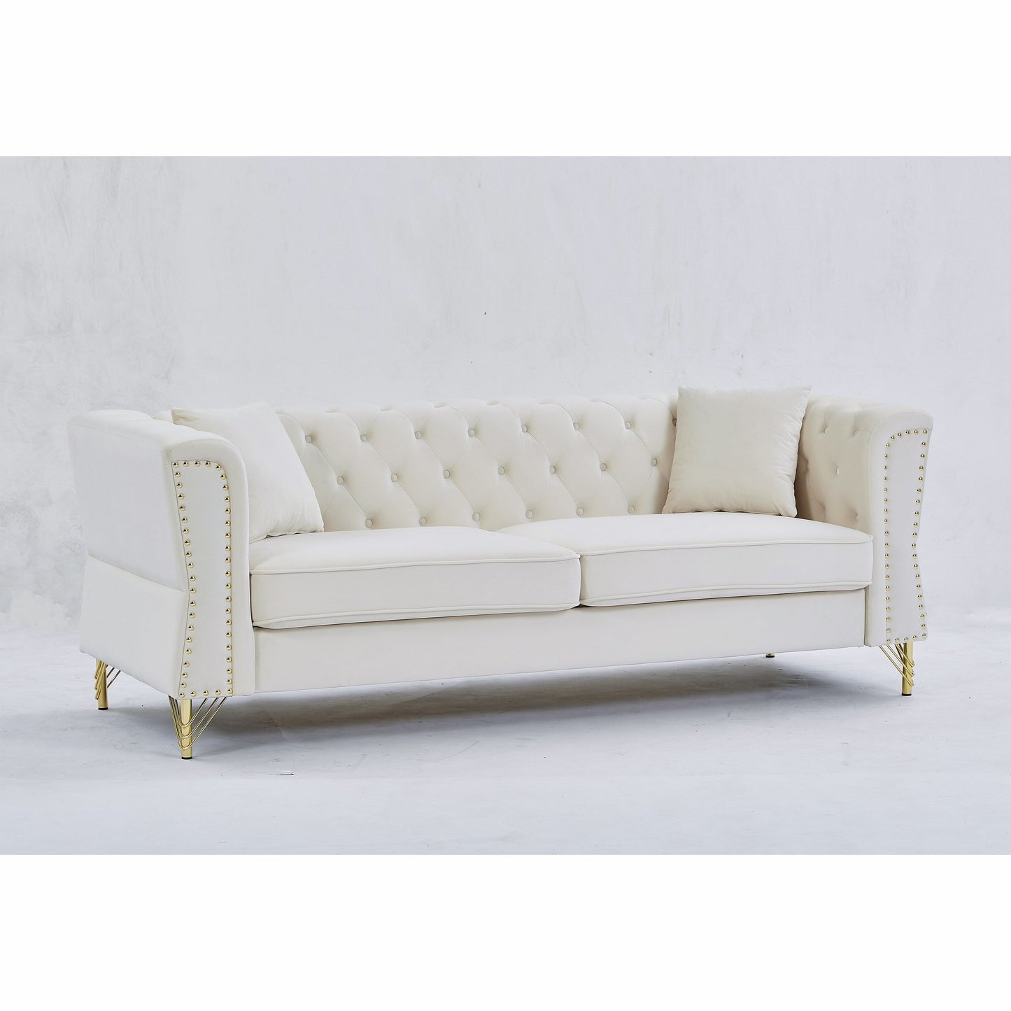 Velvet 3-seater Sofa with Tufted Couch
