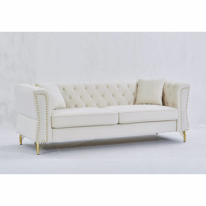 Velvet 3-seater Sofa with Tufted Couch