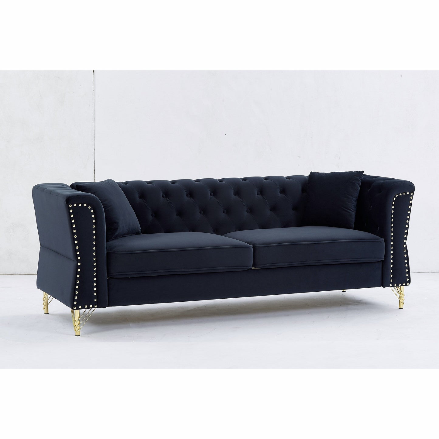 Velvet 3-seater Sofa with Tufted Couch