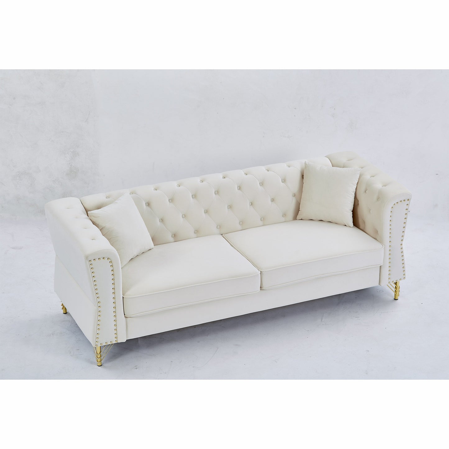 Velvet 3-seater Sofa with Tufted Couch