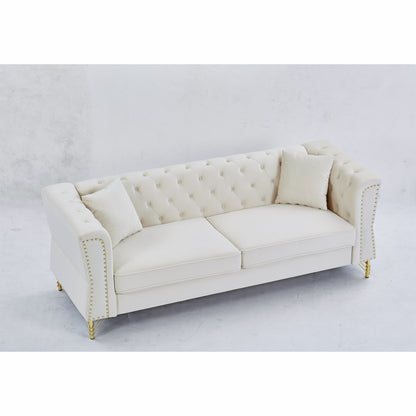 Velvet 3-seater Sofa with Tufted Couch