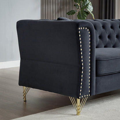 Velvet 3-seater Sofa with Tufted Couch