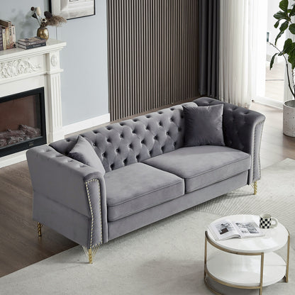 Velvet 3-seater Sofa with Tufted Couch