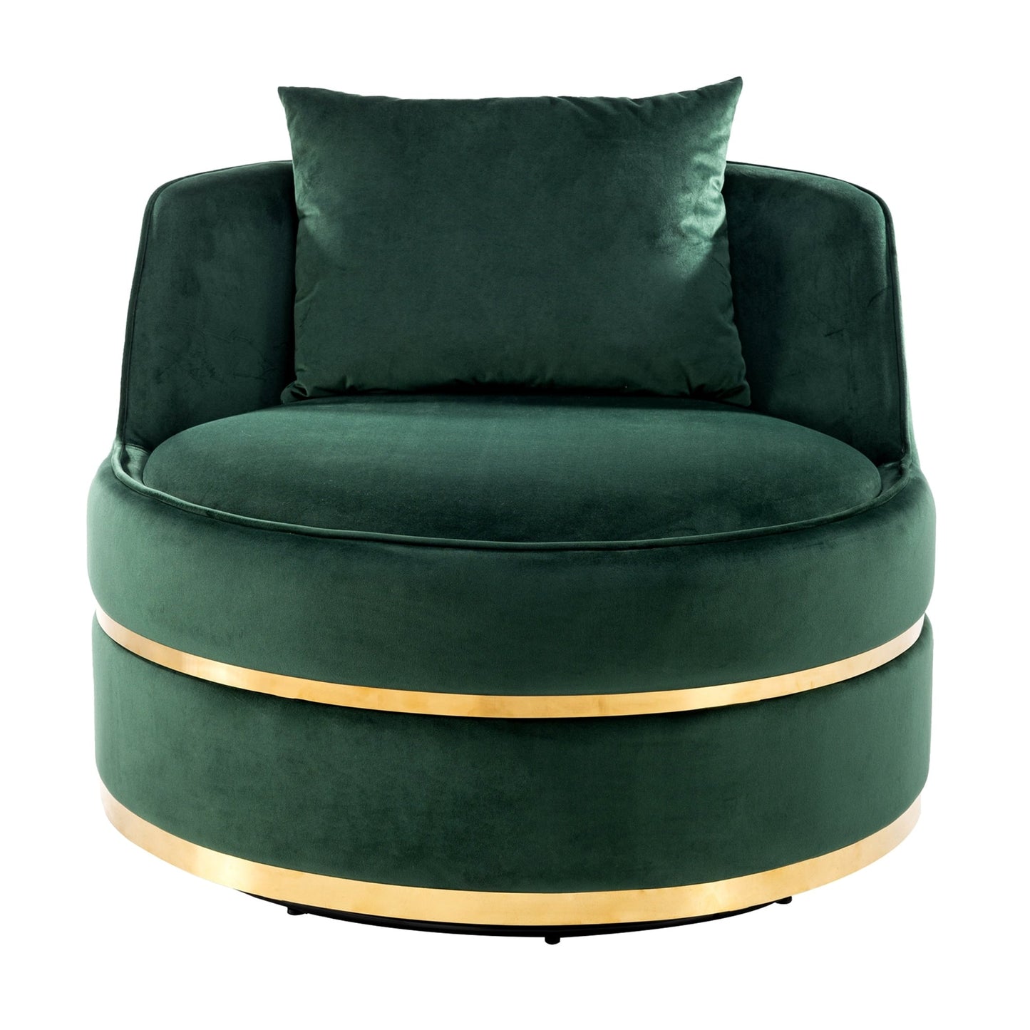 Velvet 360° Swivel Accent Chair with Seat Cushion, Upholstered Barrel Chair with Stainless Steel Base Living Room Chair