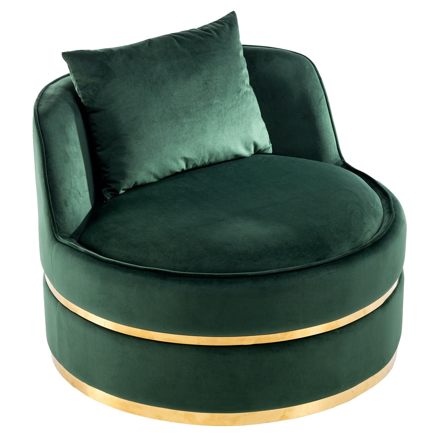 Velvet 360° Swivel Accent Chair with Seat Cushion, Upholstered Barrel Chair with Stainless Steel Base Living Room Chair