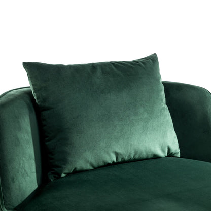Velvet 360° Swivel Accent Chair with Seat Cushion, Upholstered Barrel Chair with Stainless Steel Base Living Room Chair