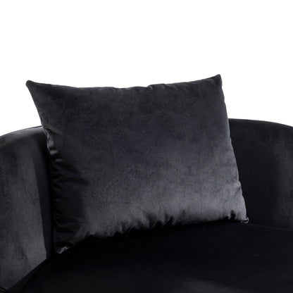 Velvet 360° Swivel Accent Chair with Seat Cushion, Upholstered Barrel Chair with Stainless Steel Base Living Room Chair