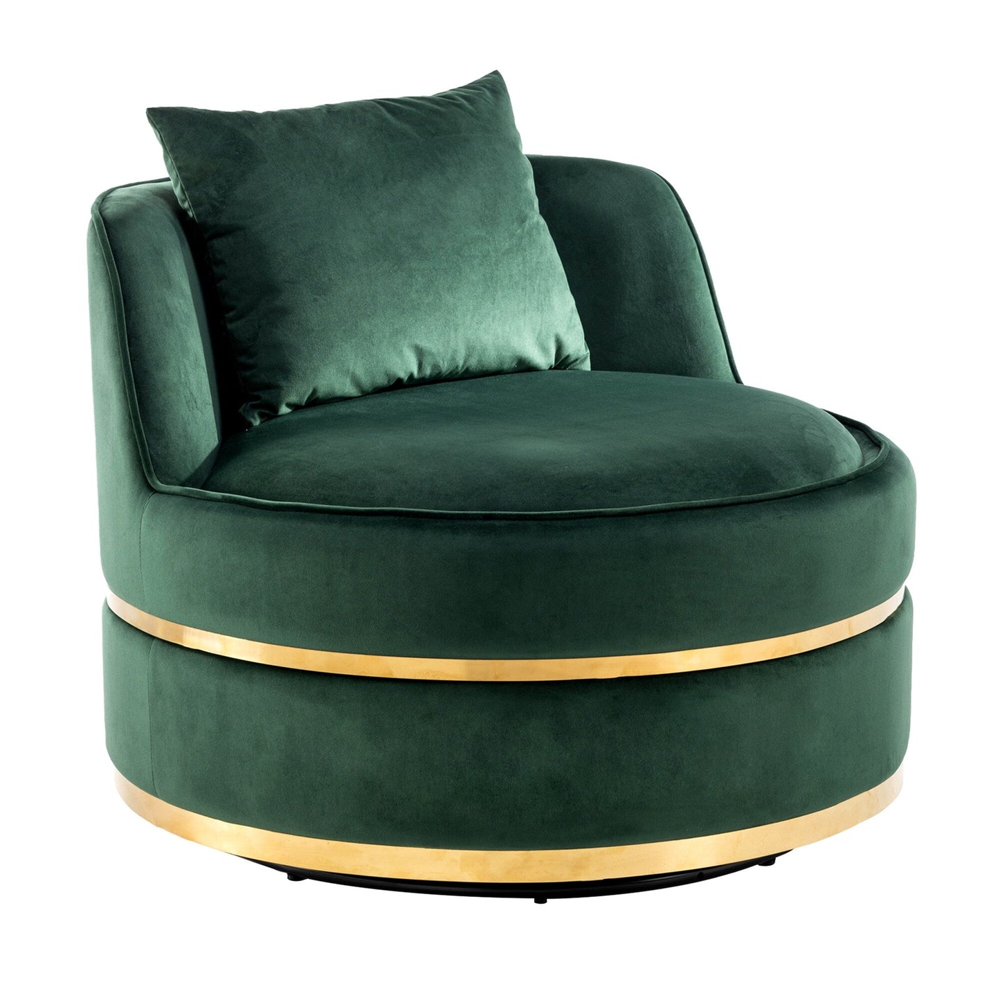 Velvet 360° Swivel Accent Chair with Seat Cushion, Upholstered Barrel Chair with Stainless Steel Base Living Room Chair