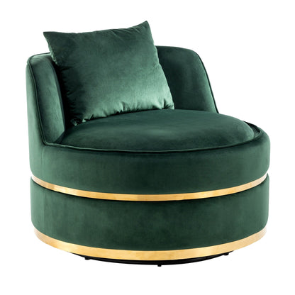 Velvet 360° Swivel Accent Chair with Seat Cushion, Upholstered Barrel Chair with Stainless Steel Base Living Room Chair