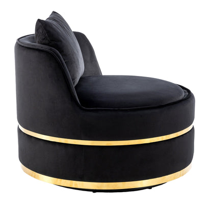 Velvet 360° Swivel Accent Chair with Seat Cushion, Upholstered Barrel Chair with Stainless Steel Base Living Room Chair