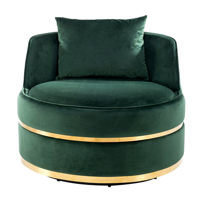 Velvet 360° Swivel Accent Chair with Seat Cushion, Upholstered Barrel Chair with Stainless Steel Base Living Room Chair