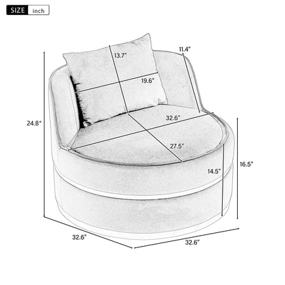 Velvet 360° Swivel Accent Chair with Seat Cushion, Upholstered Barrel Chair with Stainless Steel Base Living Room Chair