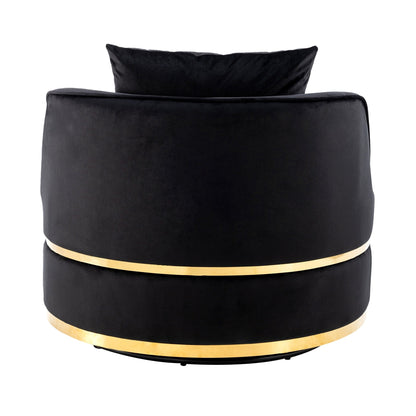 Velvet 360° Swivel Accent Chair with Seat Cushion, Upholstered Barrel Chair with Stainless Steel Base Living Room Chair