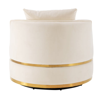 Velvet 360° Swivel Accent Chair with Seat Cushion, Upholstered Barrel Chair with Stainless Steel Base Living Room Chair