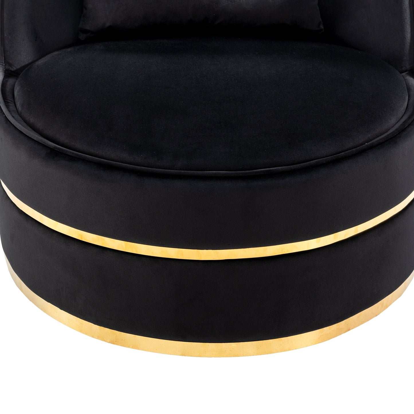 Velvet 360° Swivel Accent Chair with Seat Cushion, Upholstered Barrel Chair with Stainless Steel Base Living Room Chair