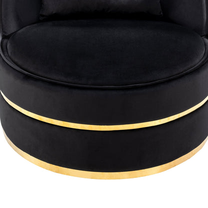 Velvet 360° Swivel Accent Chair with Seat Cushion, Upholstered Barrel Chair with Stainless Steel Base Living Room Chair