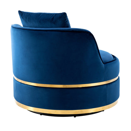 Velvet 360° Swivel Accent Chair with Seat Cushion, Upholstered Barrel Chair with Stainless Steel Base Living Room Chair