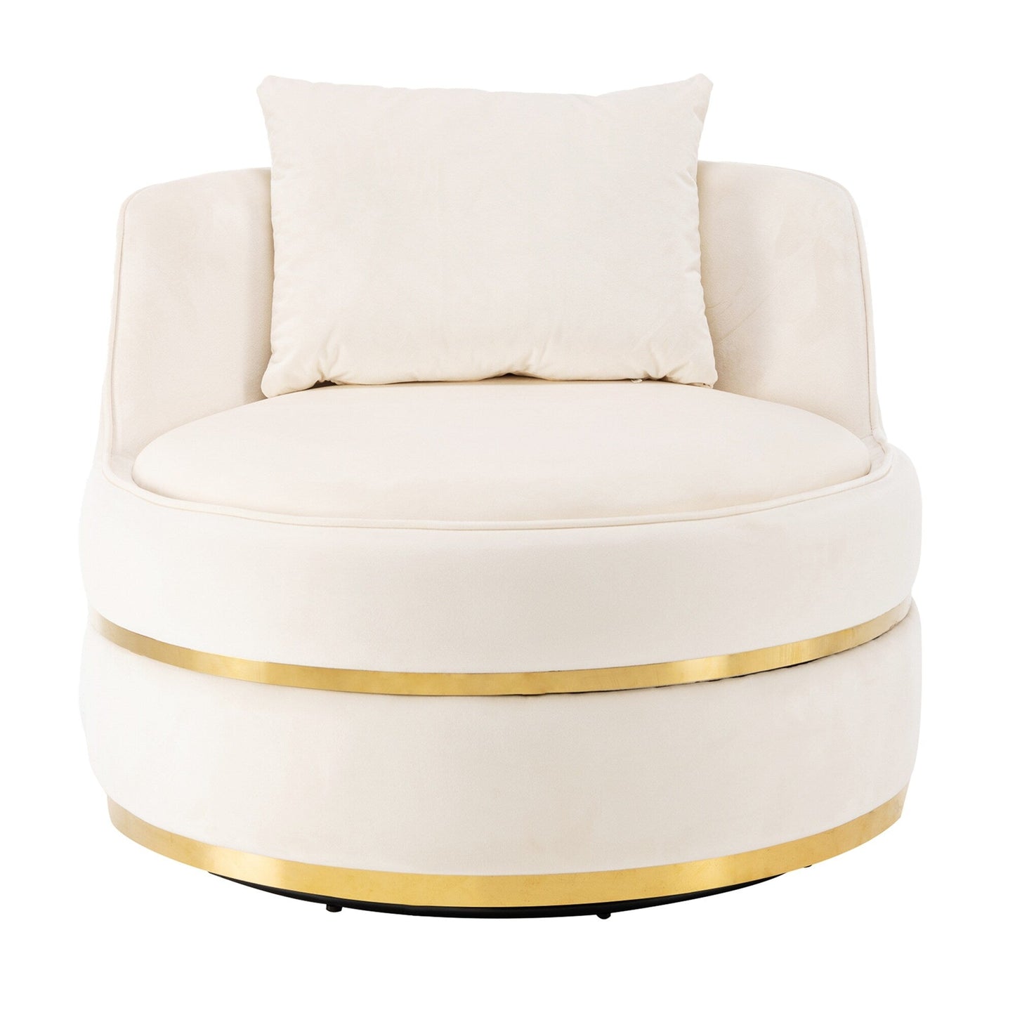 Velvet 360° Swivel Accent Chair with Seat Cushion, Upholstered Barrel Chair with Stainless Steel Base Living Room Chair