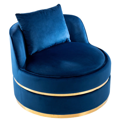 Velvet 360° Swivel Accent Chair with Seat Cushion, Upholstered Barrel Chair with Stainless Steel Base Living Room Chair