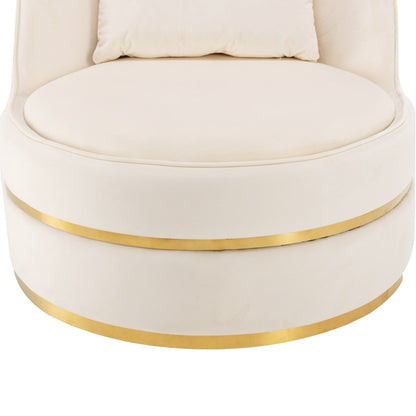 Velvet 360° Swivel Accent Chair with Seat Cushion, Upholstered Barrel Chair with Stainless Steel Base Living Room Chair