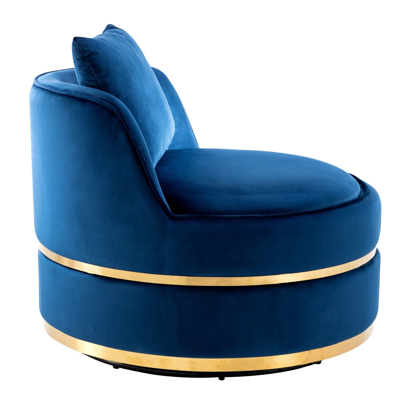 Velvet 360° Swivel Accent Chair with Seat Cushion, Upholstered Barrel Chair with Stainless Steel Base Living Room Chair