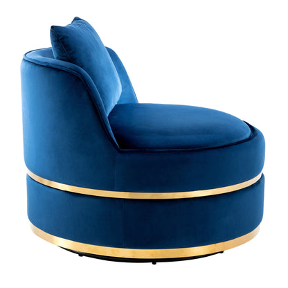 Velvet 360° Swivel Accent Chair with Seat Cushion, Upholstered Barrel Chair with Stainless Steel Base Living Room Chair