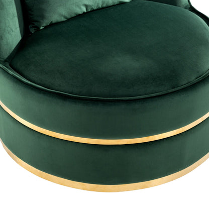 Velvet 360° Swivel Accent Chair with Seat Cushion, Upholstered Barrel Chair with Stainless Steel Base Living Room Chair