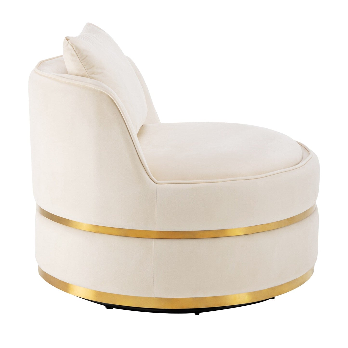 Velvet 360° Swivel Accent Chair with Seat Cushion, Upholstered Barrel Chair with Stainless Steel Base Living Room Chair