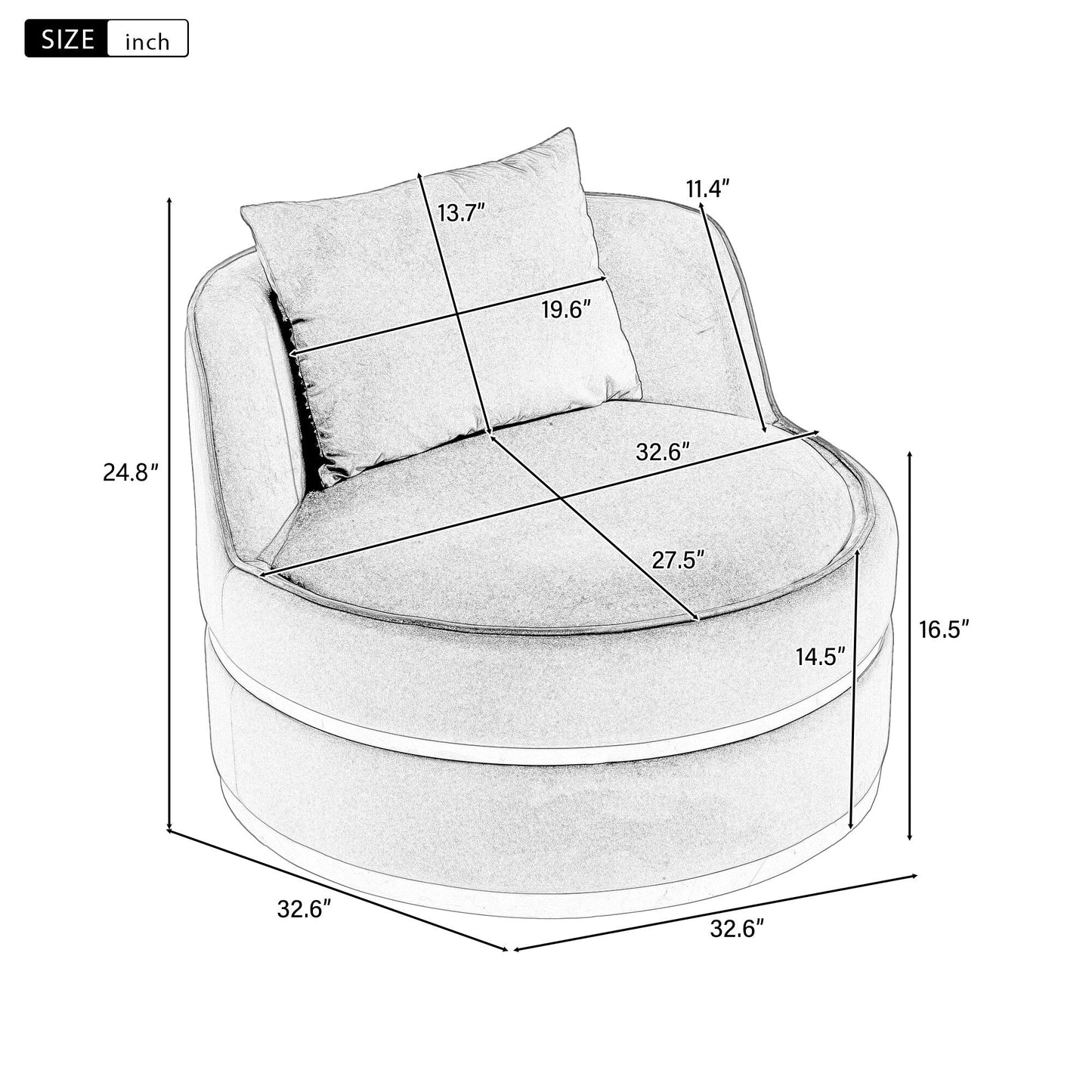 Velvet 360° Swivel Accent Chair with Seat Cushion, Upholstered Barrel Chair with Stainless Steel Base Living Room Chair