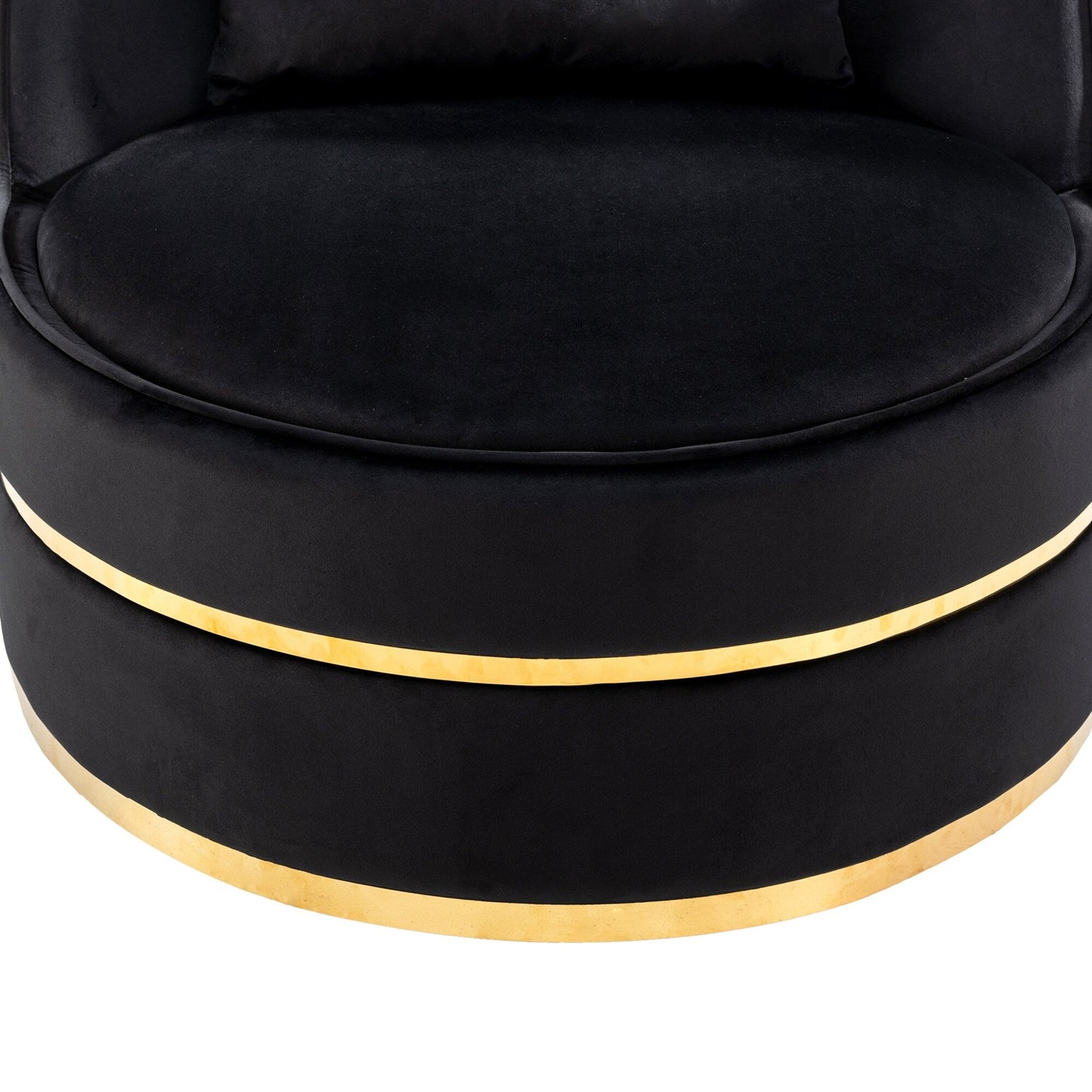 Velvet 360° Swivel Accent Chair with Seat Cushion, Upholstered Barrel Chair with Stainless Steel Base Living Room Chair