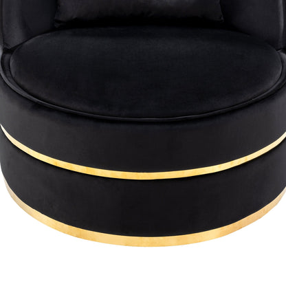Velvet 360° Swivel Accent Chair with Seat Cushion, Upholstered Barrel Chair with Stainless Steel Base Living Room Chair