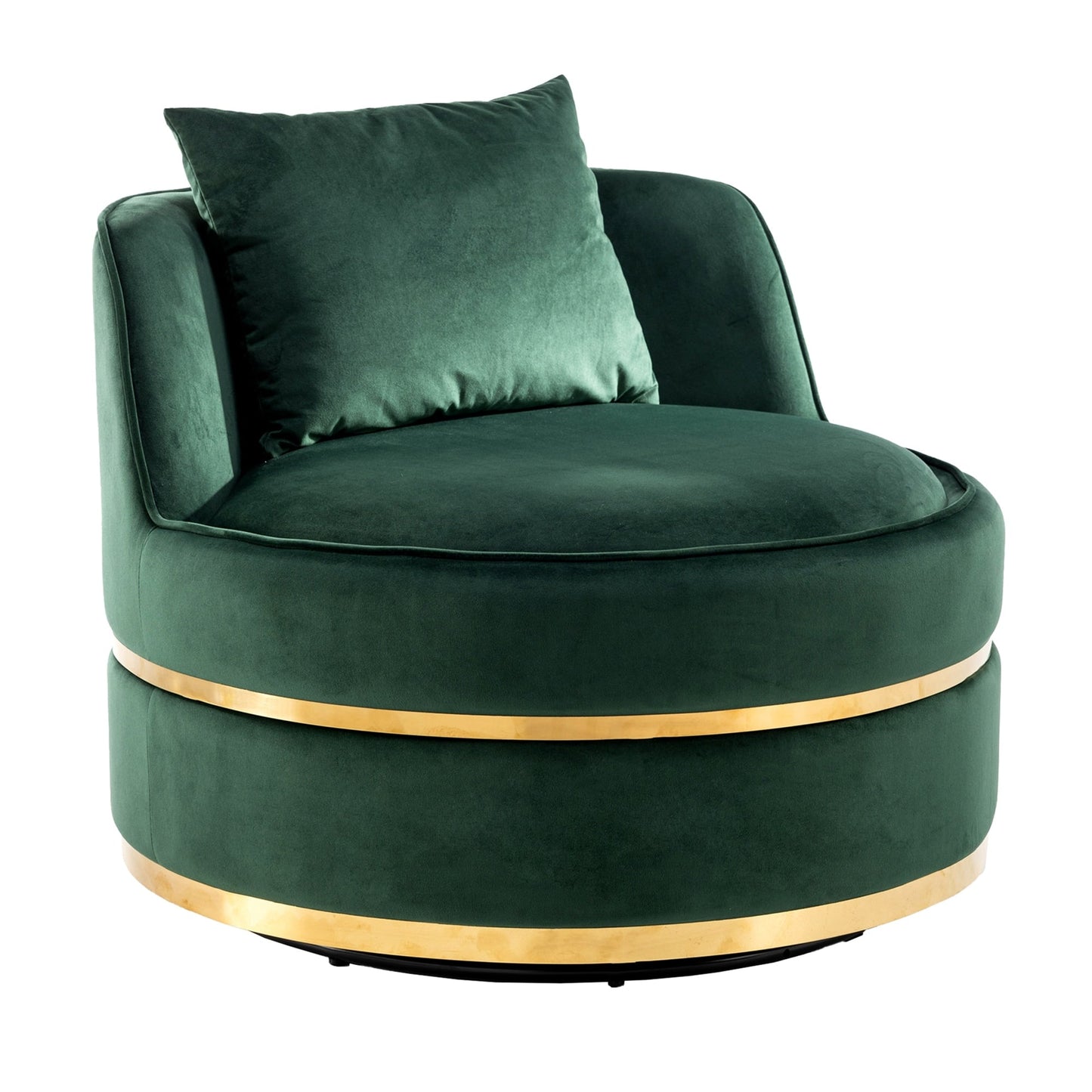 Velvet 360° Swivel Accent Chair with Seat Cushion, Upholstered Barrel Chair with Stainless Steel Base Living Room Chair