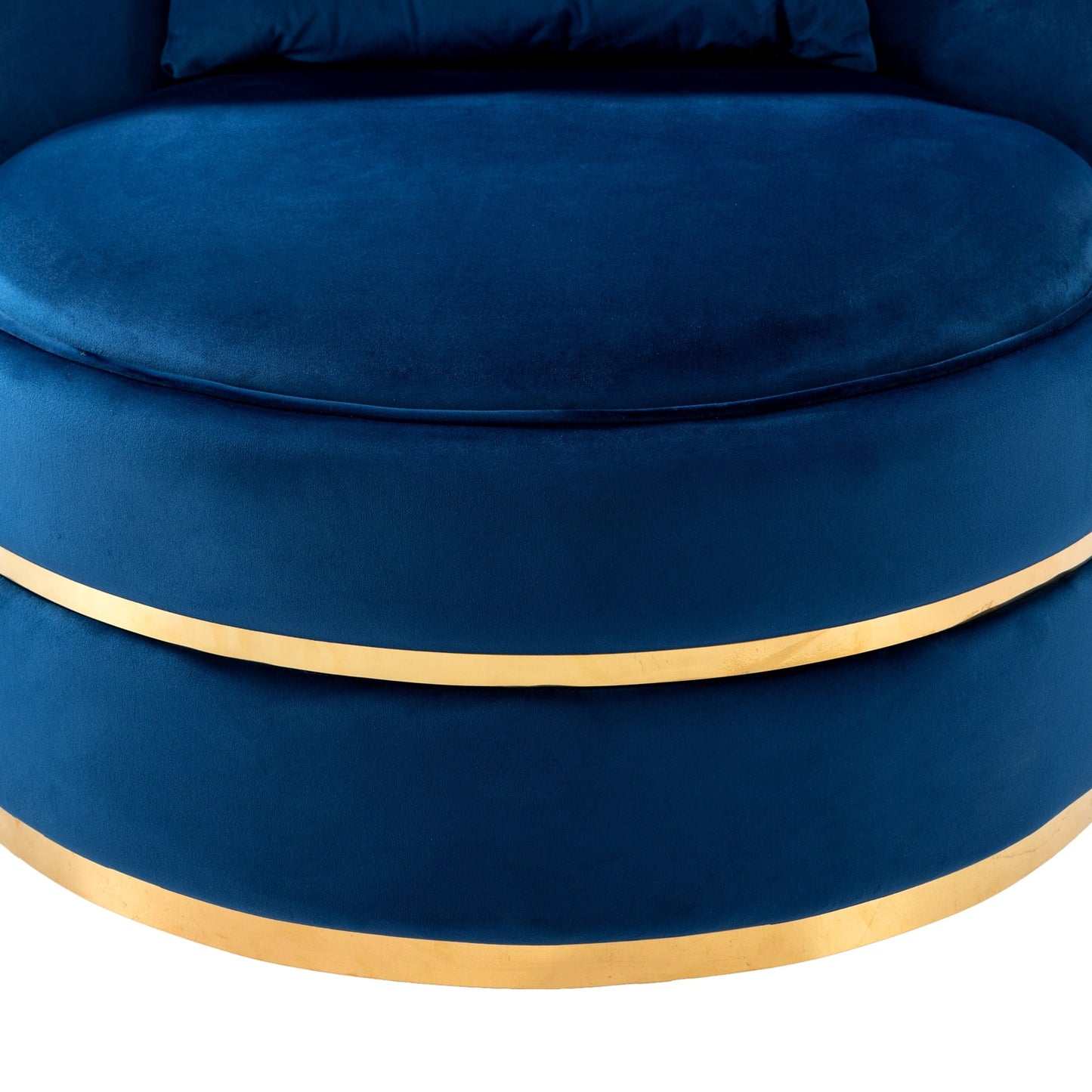 Velvet 360° Swivel Accent Chair with Seat Cushion, Upholstered Barrel Chair with Stainless Steel Base Living Room Chair