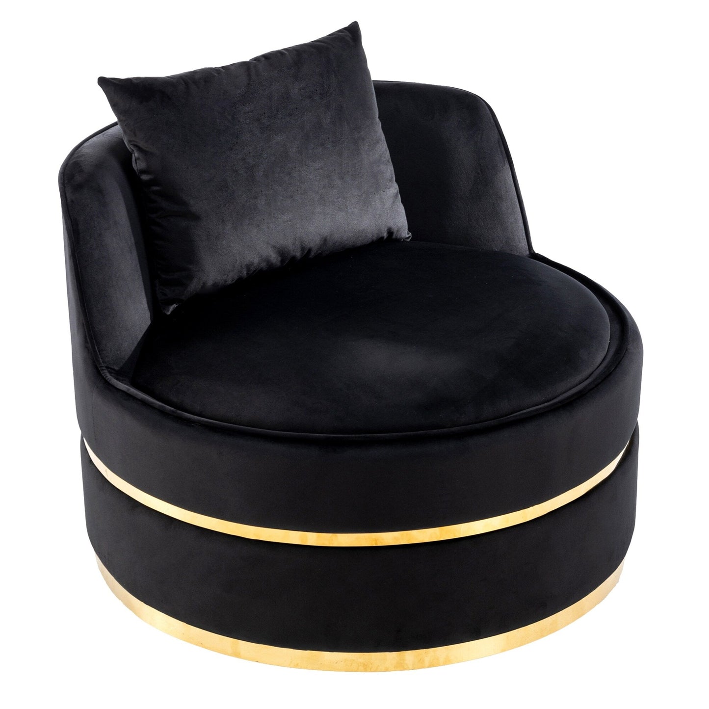 Velvet 360° Swivel Accent Chair with Seat Cushion, Upholstered Barrel Chair with Stainless Steel Base Living Room Chair