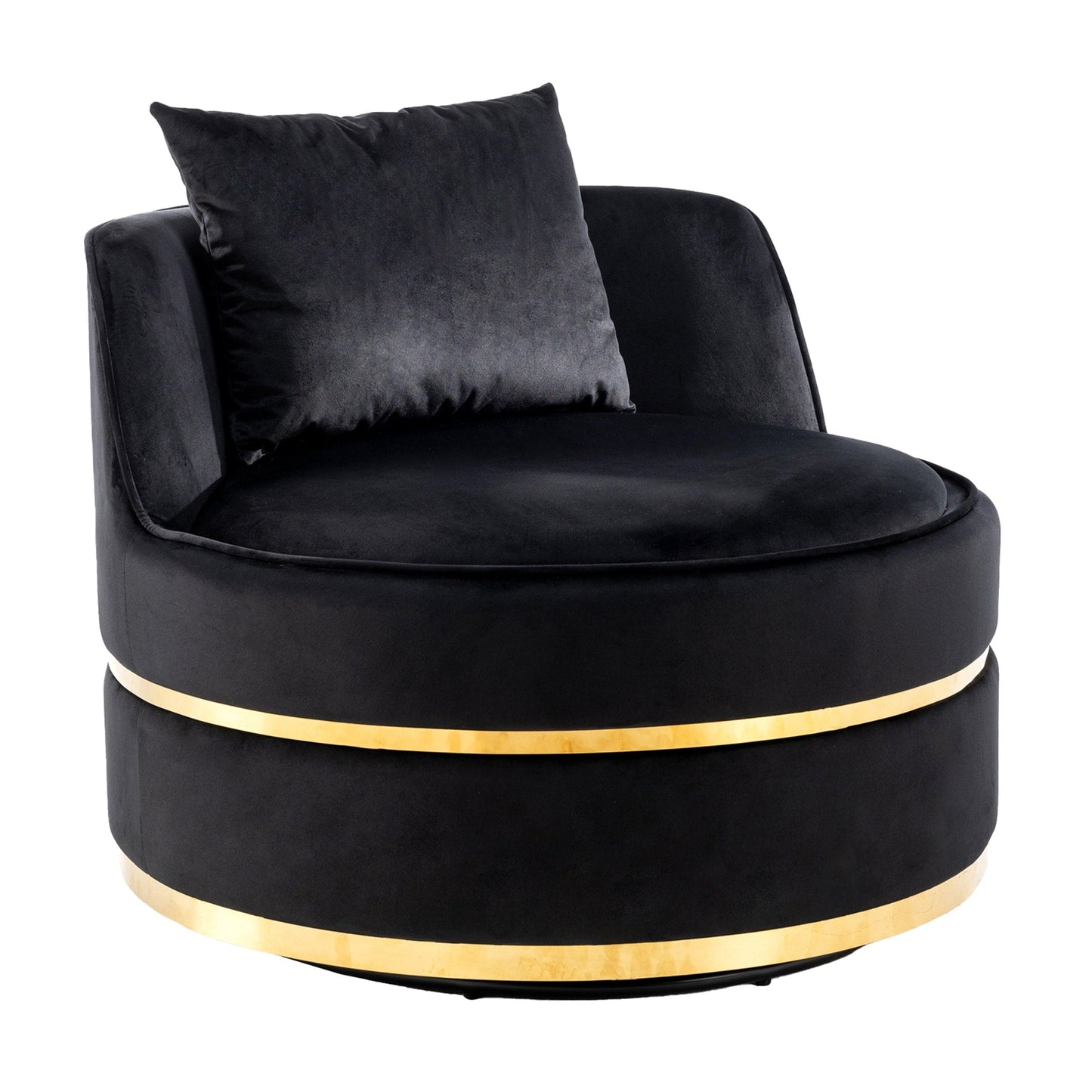 Velvet 360° Swivel Accent Chair with Seat Cushion, Upholstered Barrel Chair with Stainless Steel Base Living Room Chair