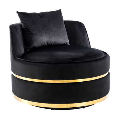 Velvet 360° Swivel Accent Chair with Seat Cushion, Upholstered Barrel Chair with Stainless Steel Base Living Room Chair