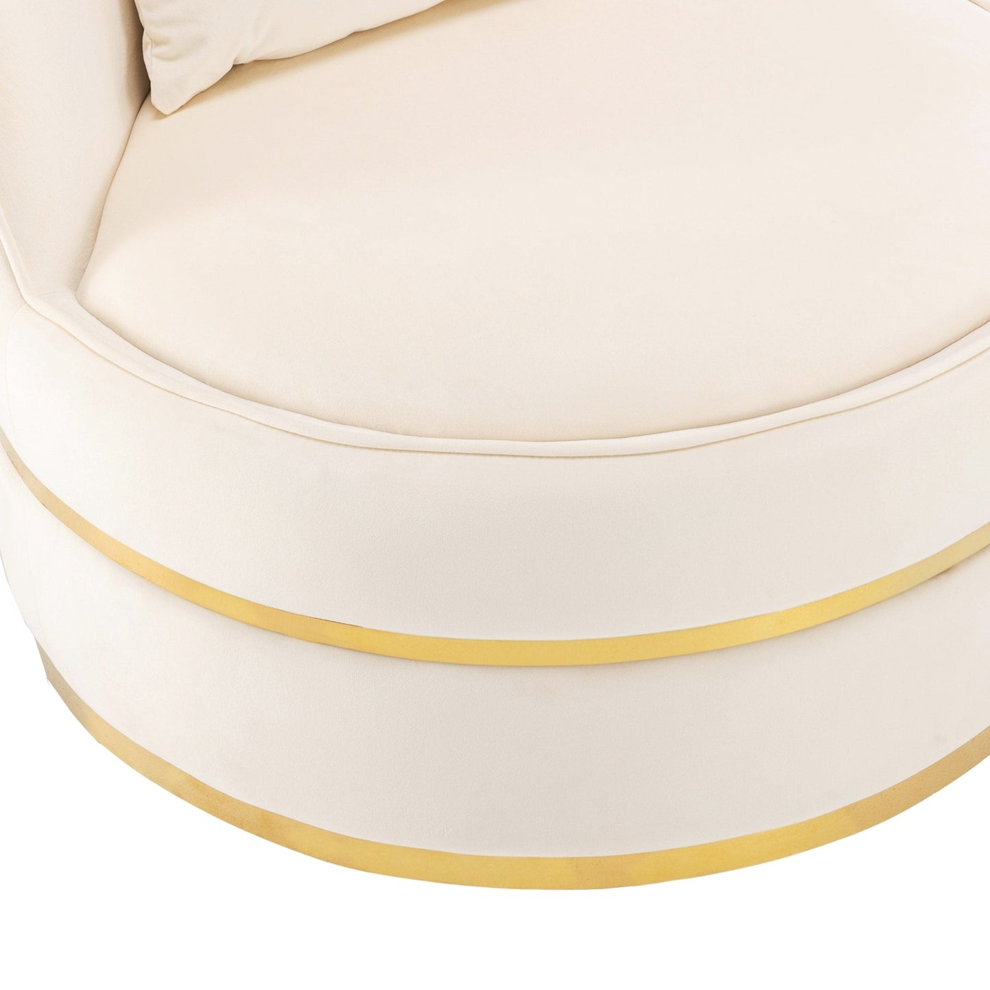 Velvet 360° Swivel Accent Chair with Seat Cushion, Upholstered Barrel Chair with Stainless Steel Base Living Room Chair