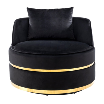 Velvet 360° Swivel Accent Chair with Seat Cushion, Upholstered Barrel Chair with Stainless Steel Base Living Room Chair